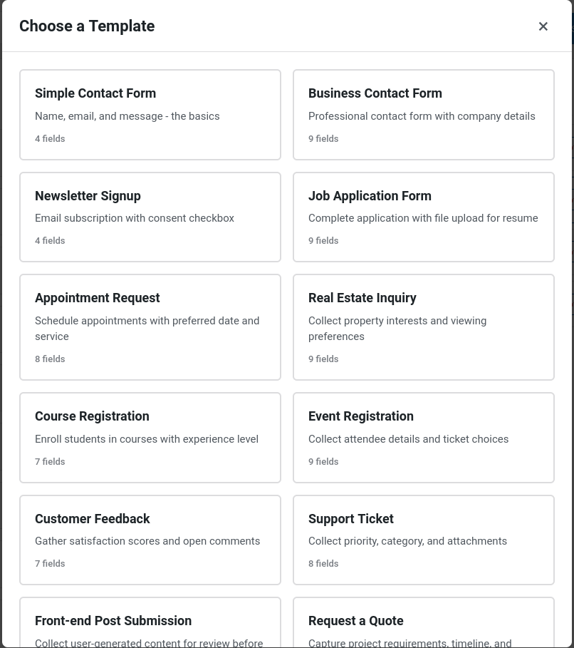 Form templates library