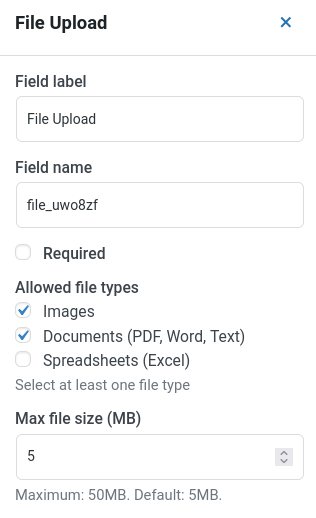 Field editor with validation options