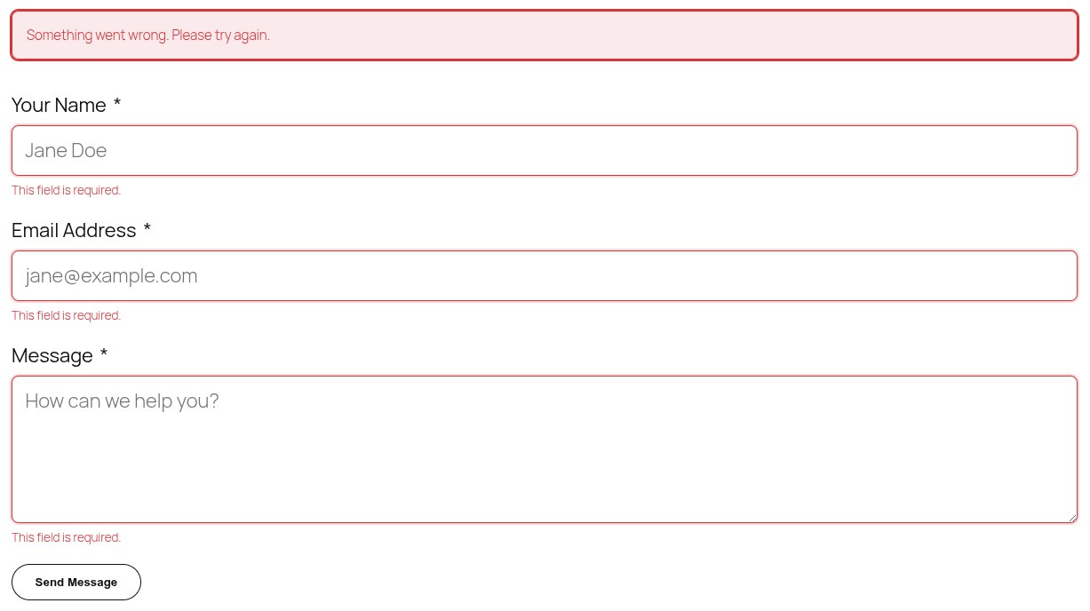 Frontend form with inline validation