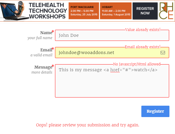 Form frontend view
