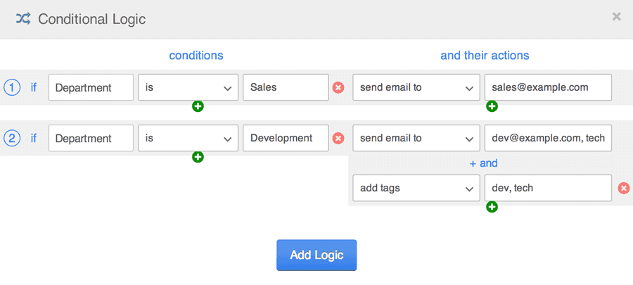 Conditional logic option in the form builder