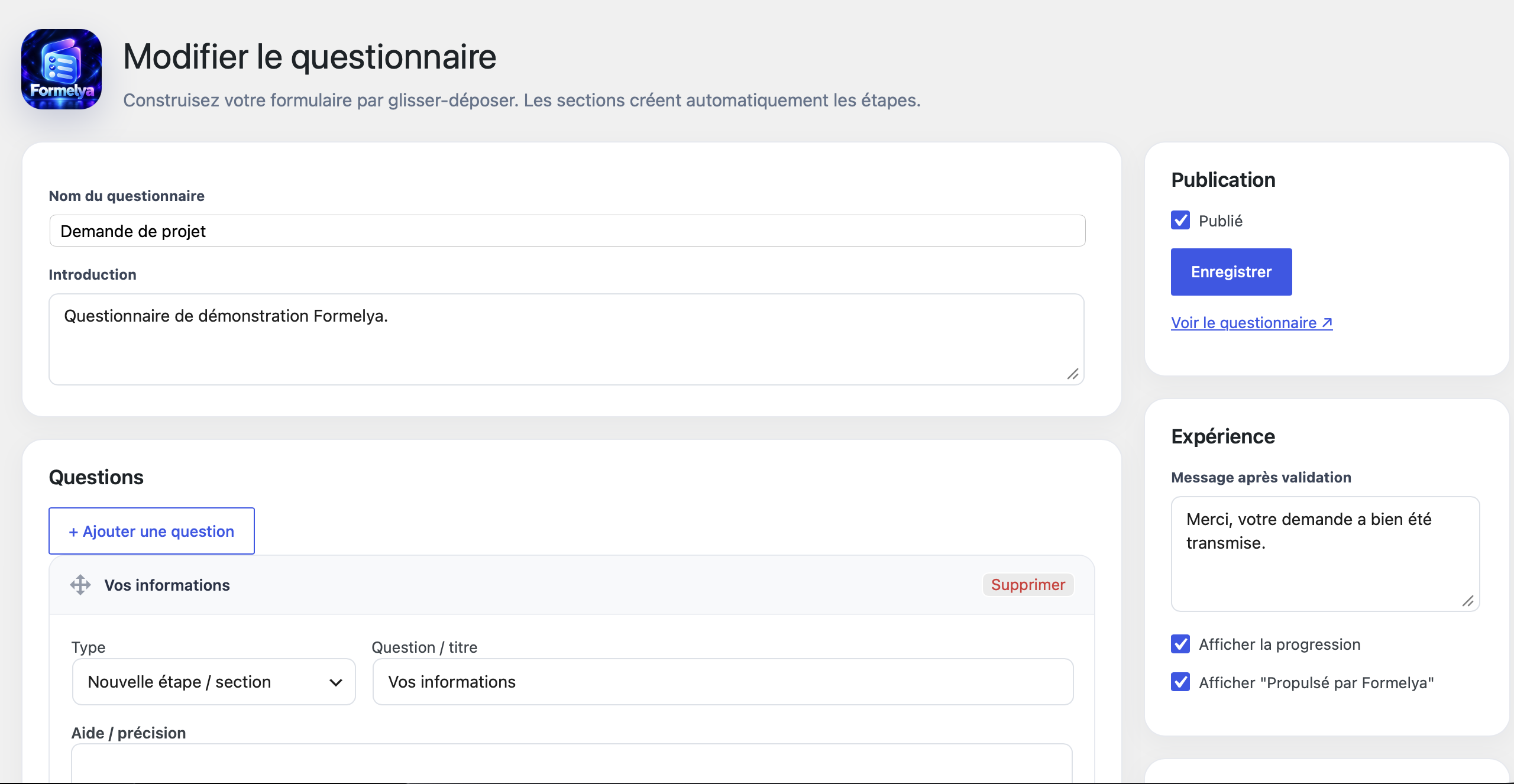Questionnaire list.