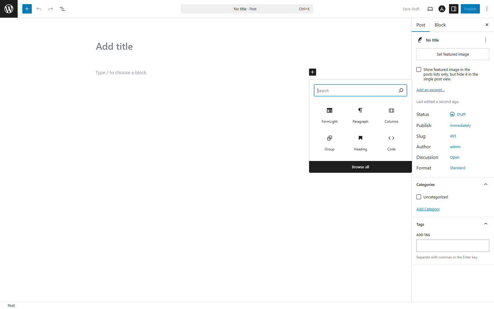 FormLight block in Gutenberg