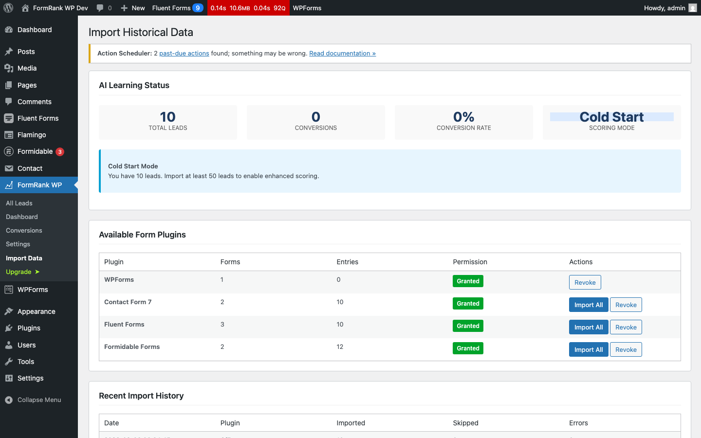 Import historical data from all supported form plugins