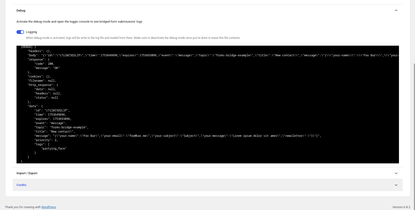 Debug console