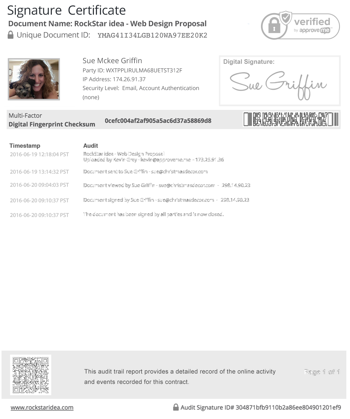 **View Signed Document Email:**Signers will be sent an email that includes the link to the document (and a PDF version of the contract if you opted for this method).