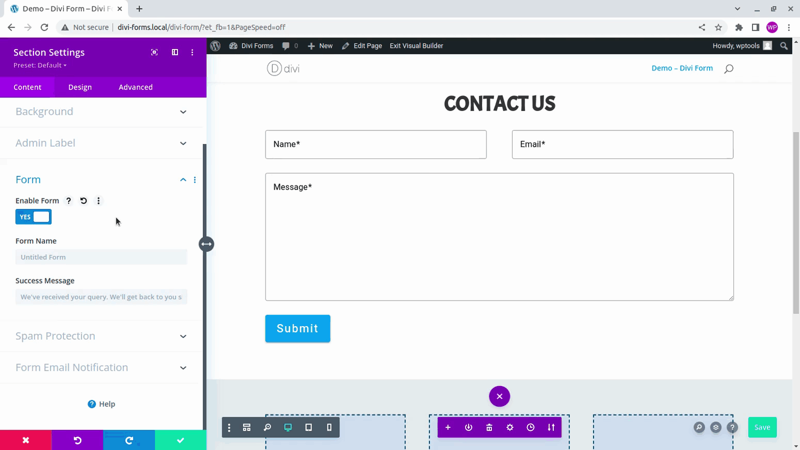 Responsive Form Using Divi Grid