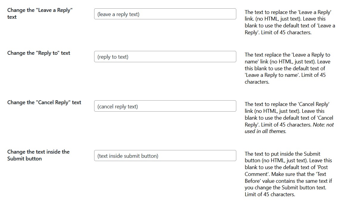 Part 1 of the comment form area for logged in visitors.