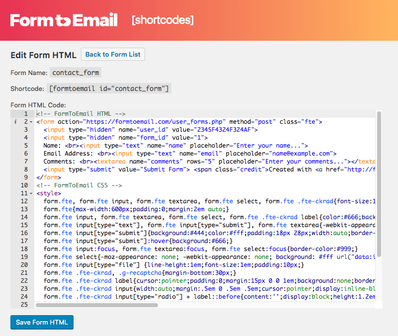 Adding and editing a form