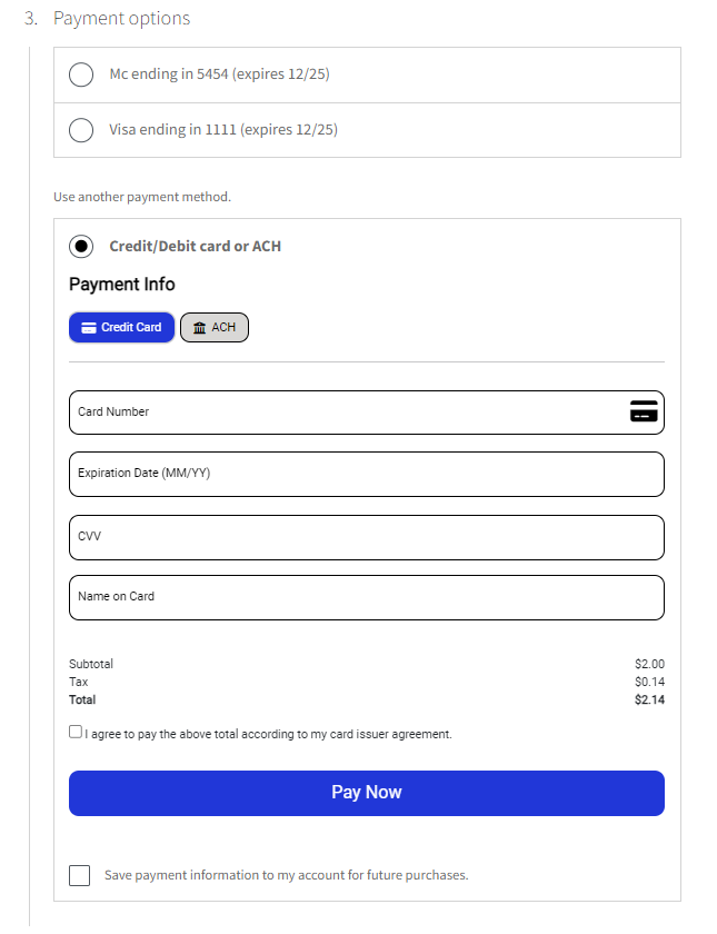 WooCommerce Checkout Page with Credit Card and ACH