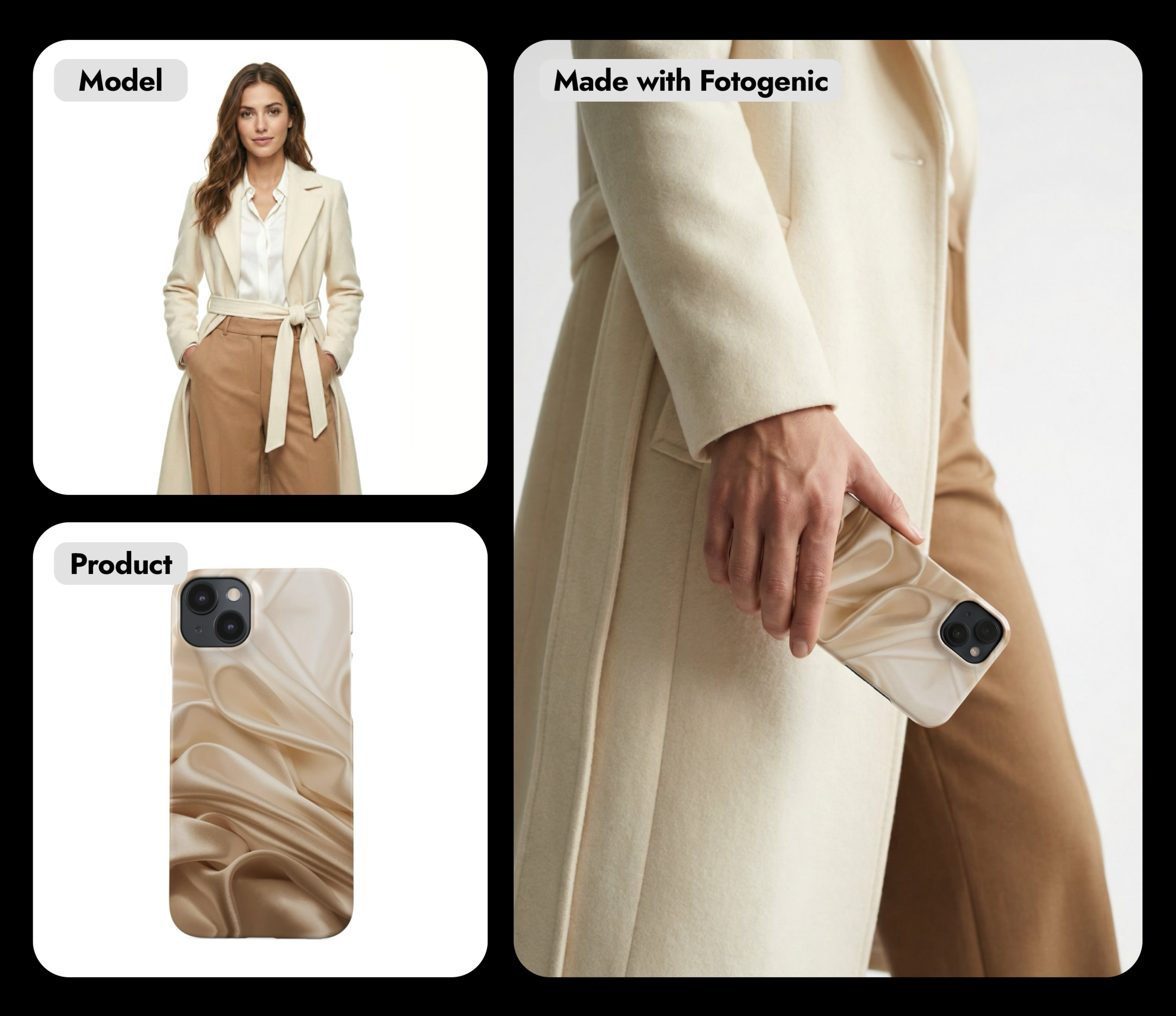 Create editorial-style WooCommerce product visuals that make your catalog look more premium and more distinctive. Move from flat packshots to branded imagery suited for launches, landing pages, and promotions.