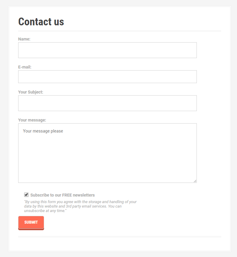 The Contact us form (the version with aweber)