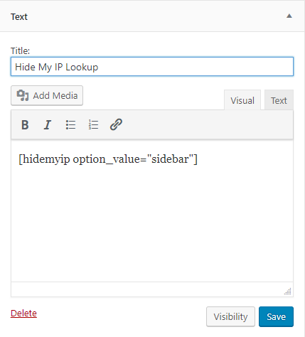 Setting the widget shortcode in Appearance > Widgets (sidebar view shortcode)