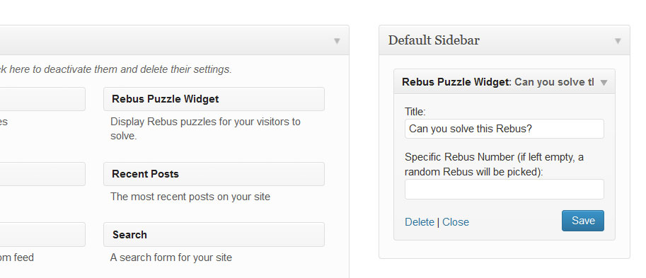 Rebus Puzzle Widget Area.