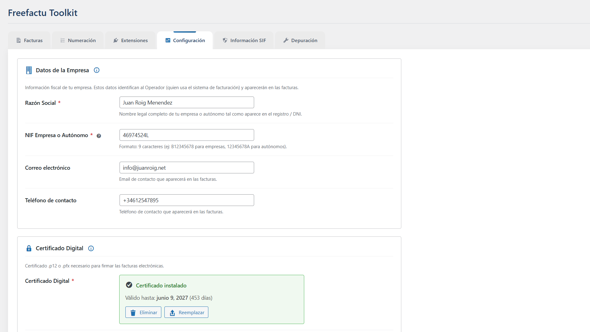 Generated PDF invoice with QR verification code and digital signature data