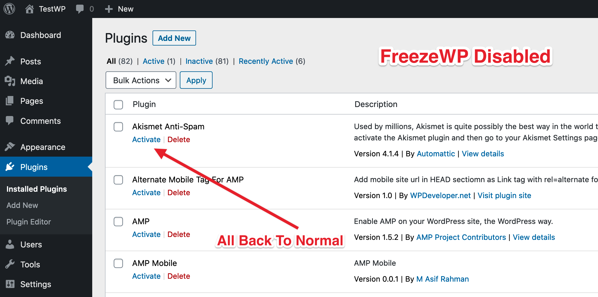 FreeZWP(Plugin) Disable - All Back To Normal