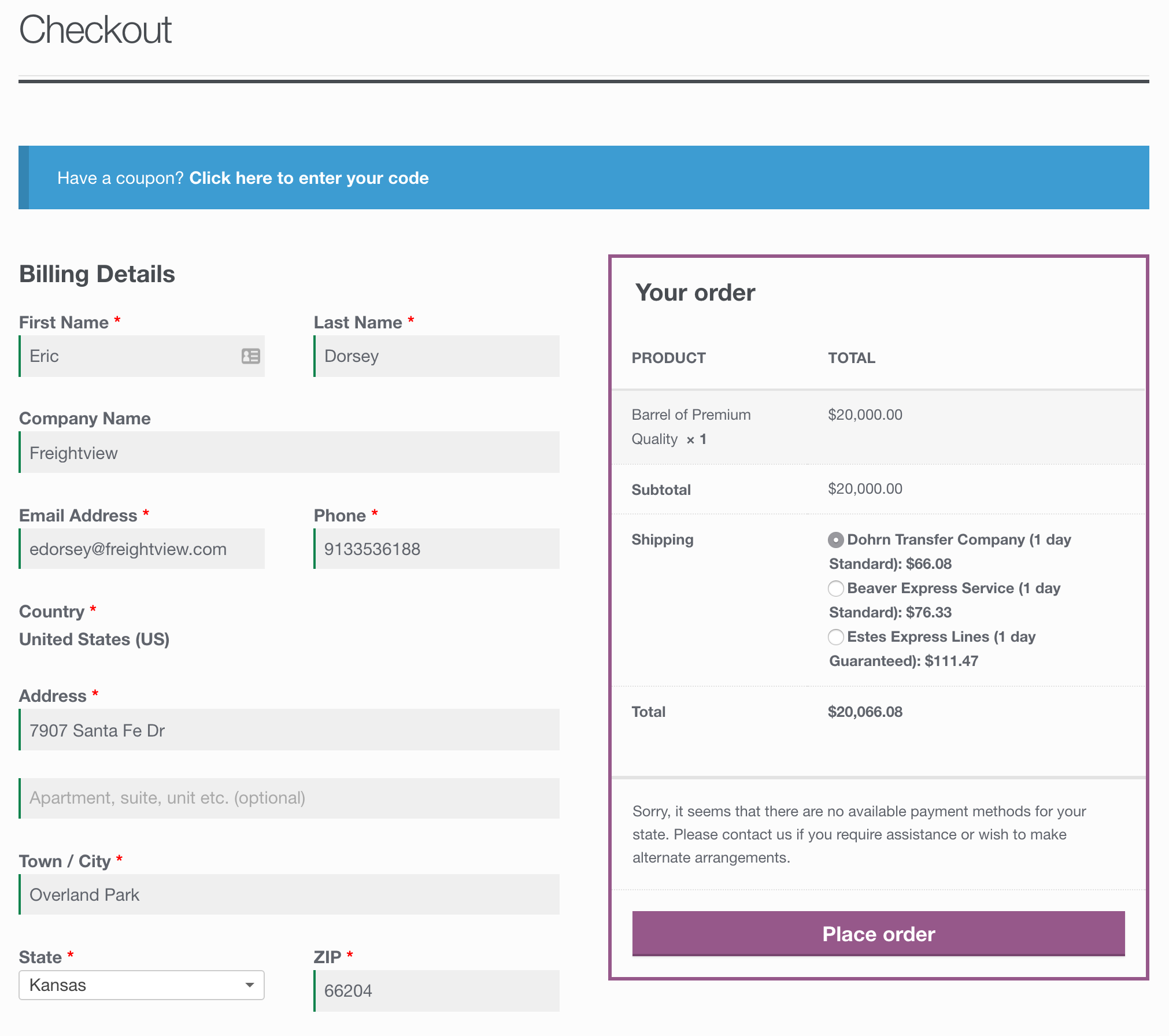 Calculate shipping rates at checkout