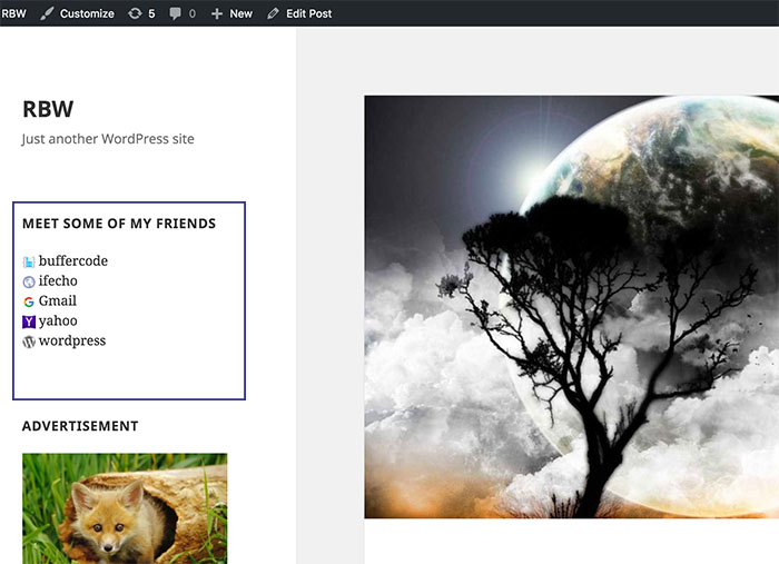 Show Friends Link with favicon