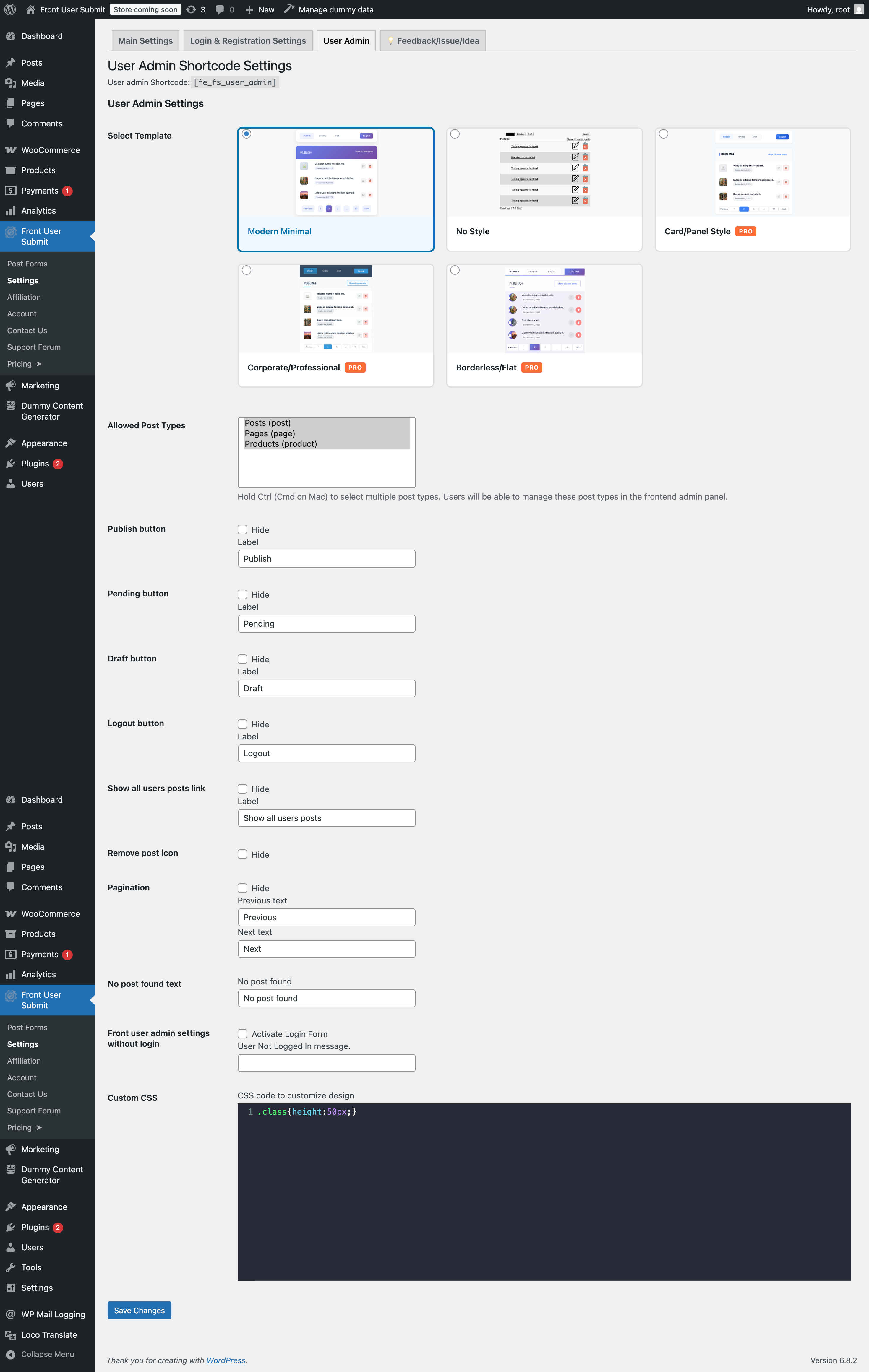 Form post admin notification settings