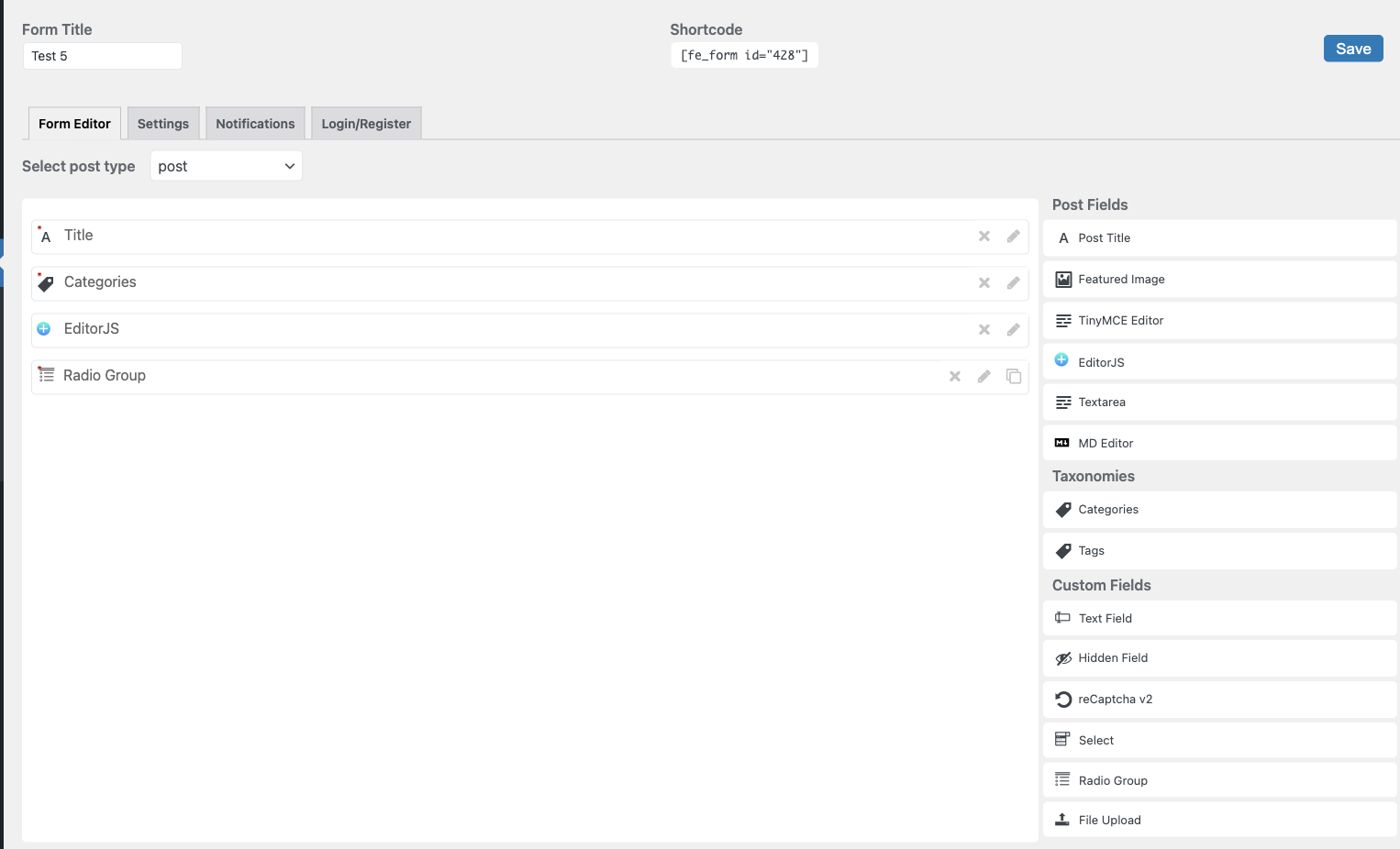 Form Settings