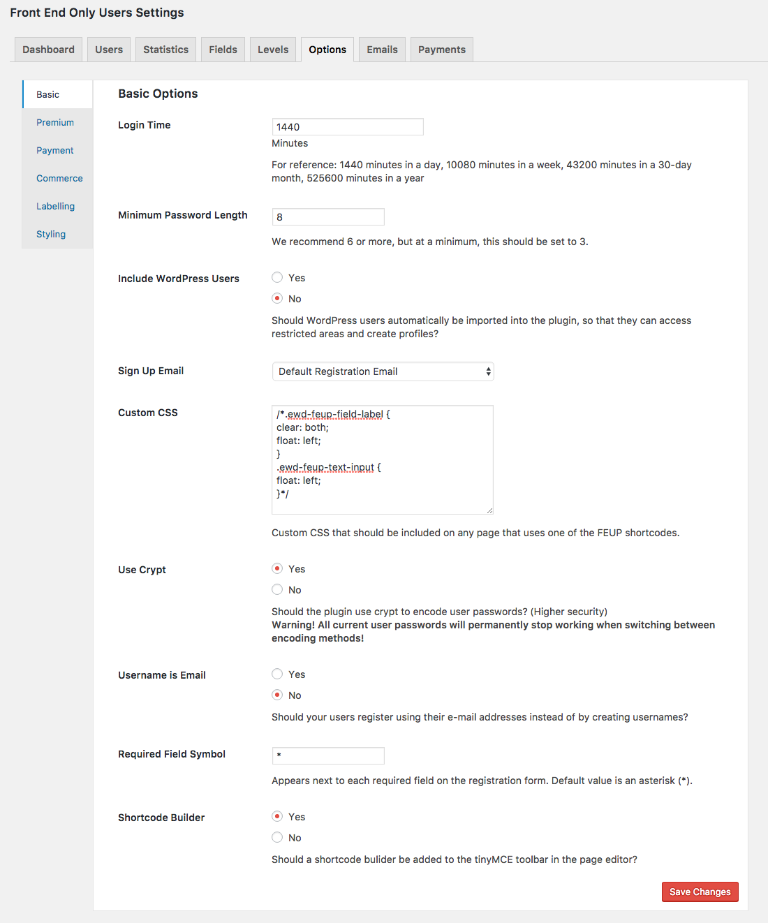 Sample user listing page showing all users who specified their "Gender" as "Male" displayed
