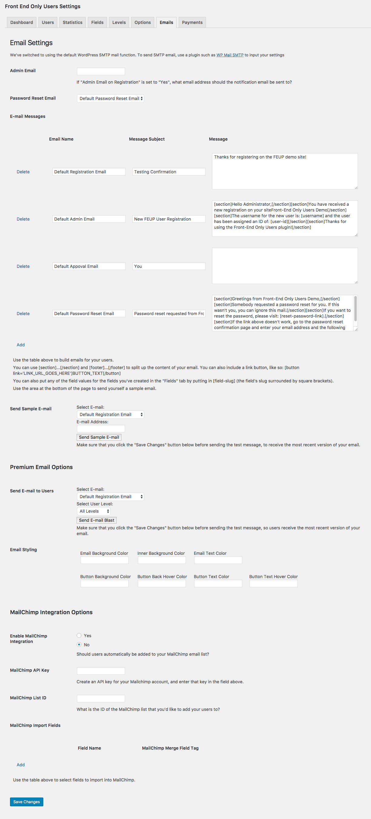 The "Fields" admin screen, where you can create and edit fields