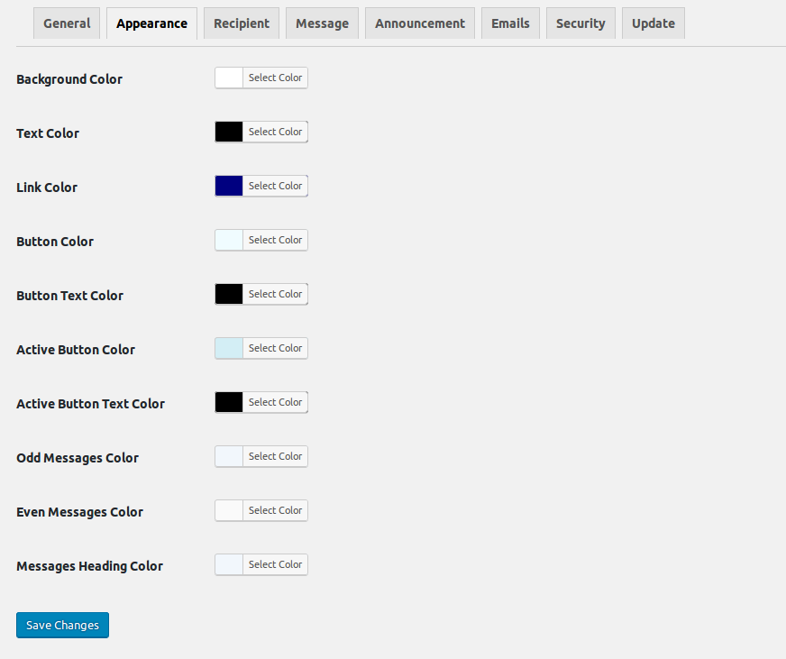 Appearance settings.