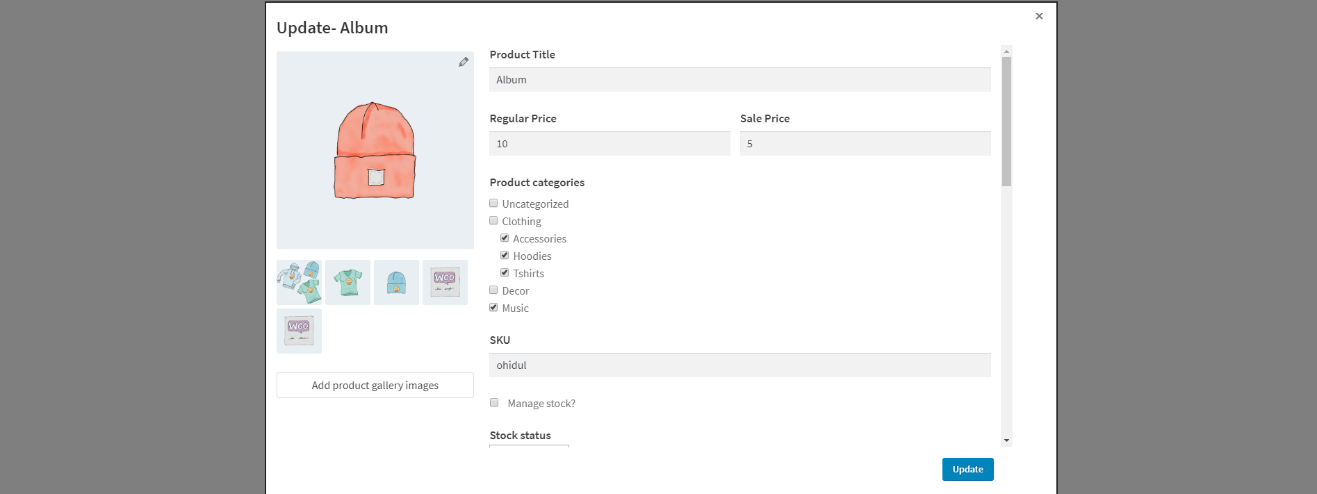 Popup edit view one