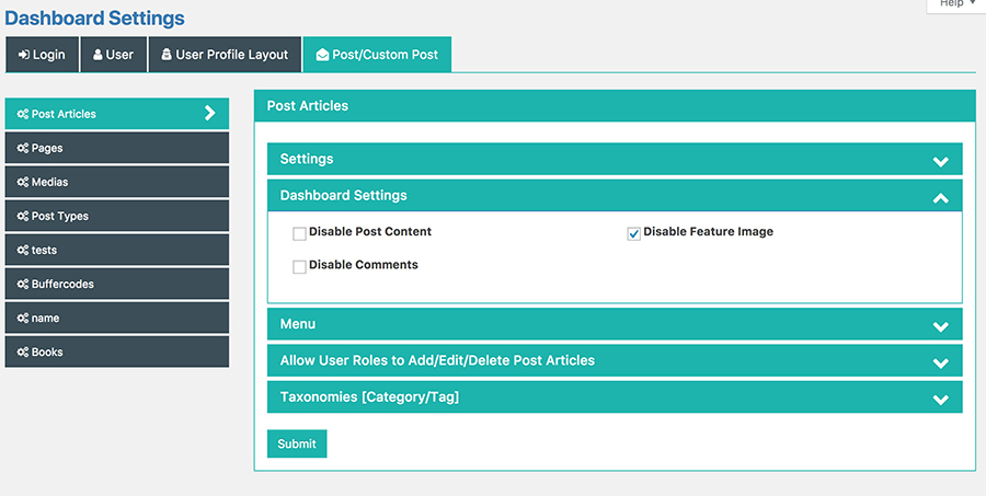 Dashboard Settings