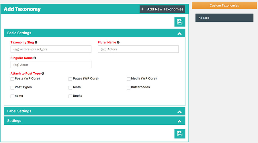 Add Custom Post - Basic Settings
