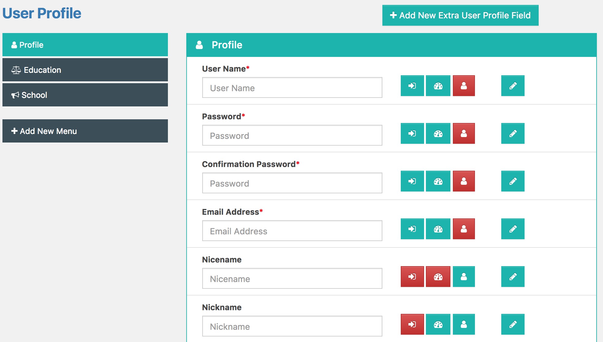 Frontend Dashboard Settings | Login | Register