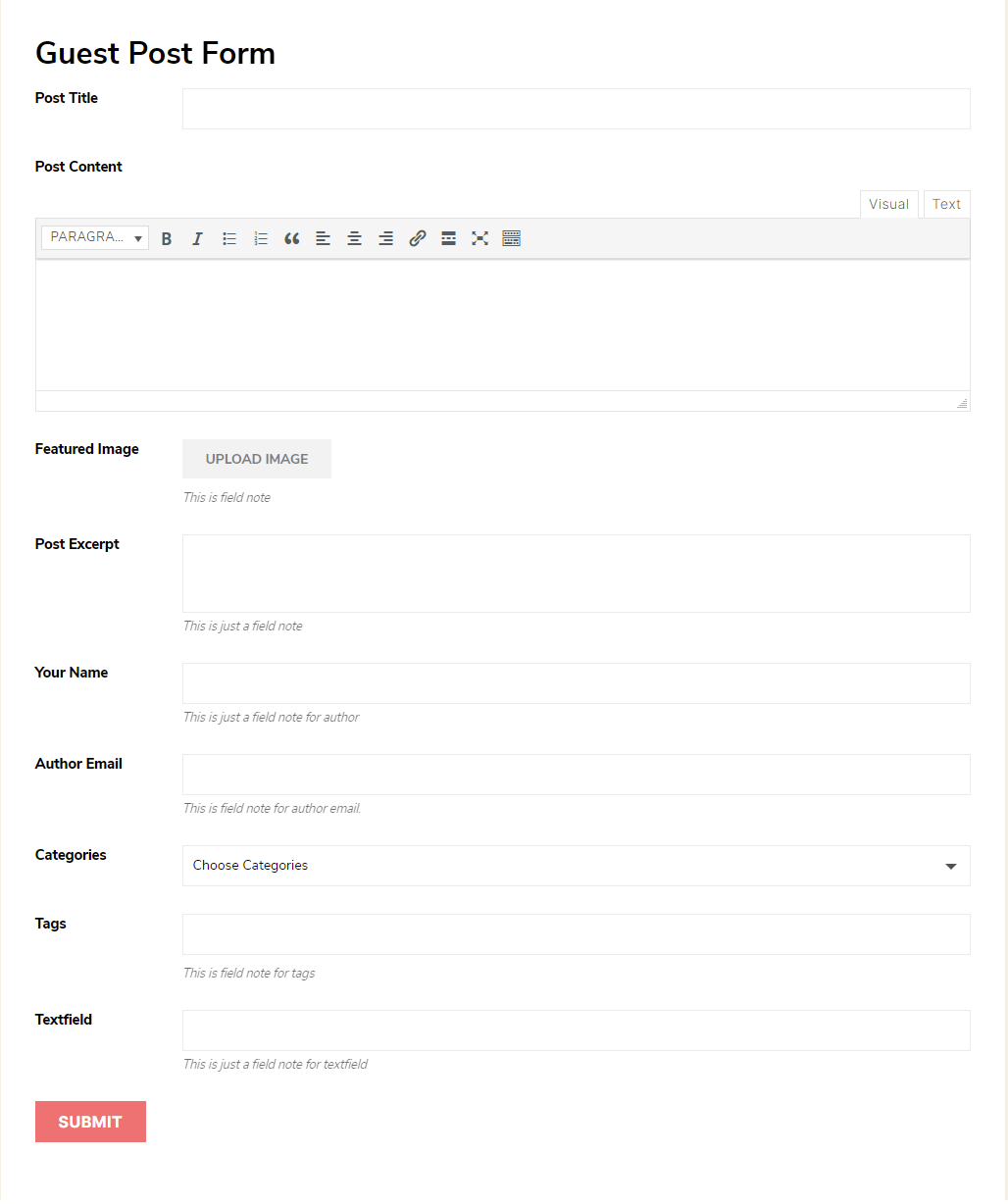 Frontend Post Submission Backend Login Settings