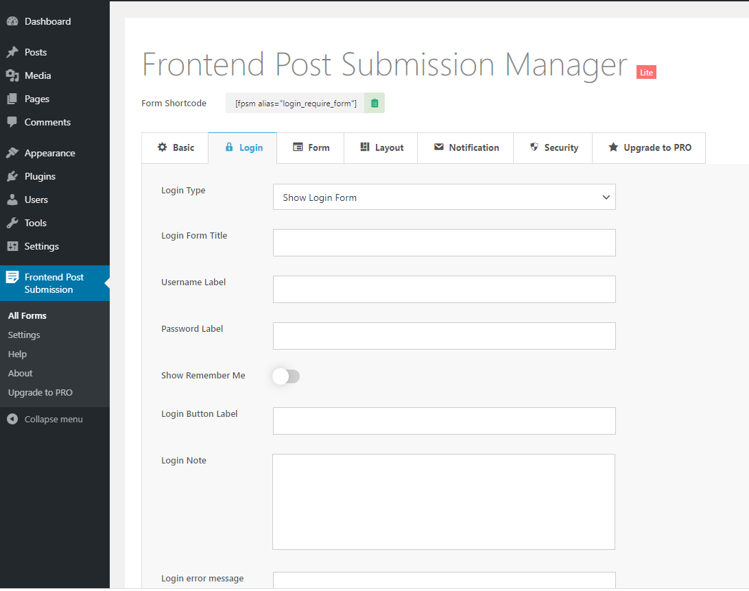 Frontend Post Submission Backend Notification Settings
