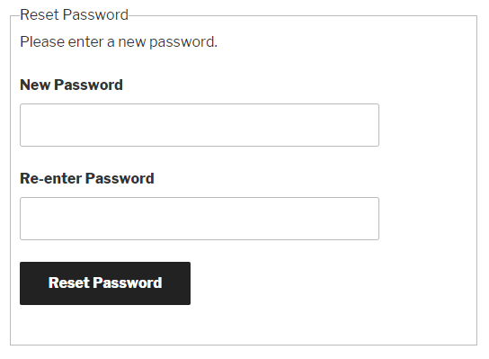 Enter New Password Form (Twenty Seventeen Theme)