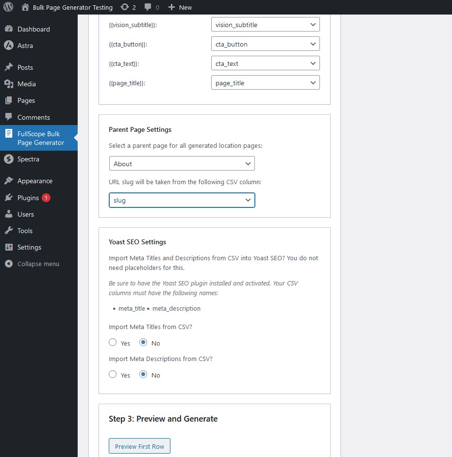 Additional settings