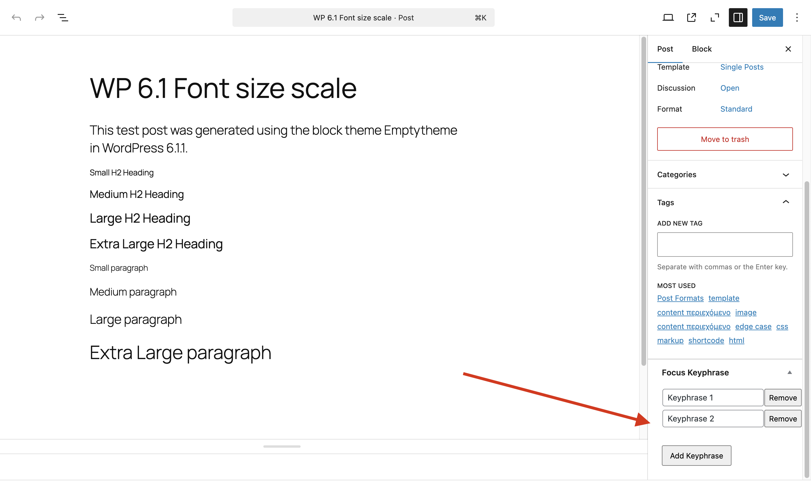 **Focus Keyphrase Meta Box** - Add focus keyphrases to any post or page.
