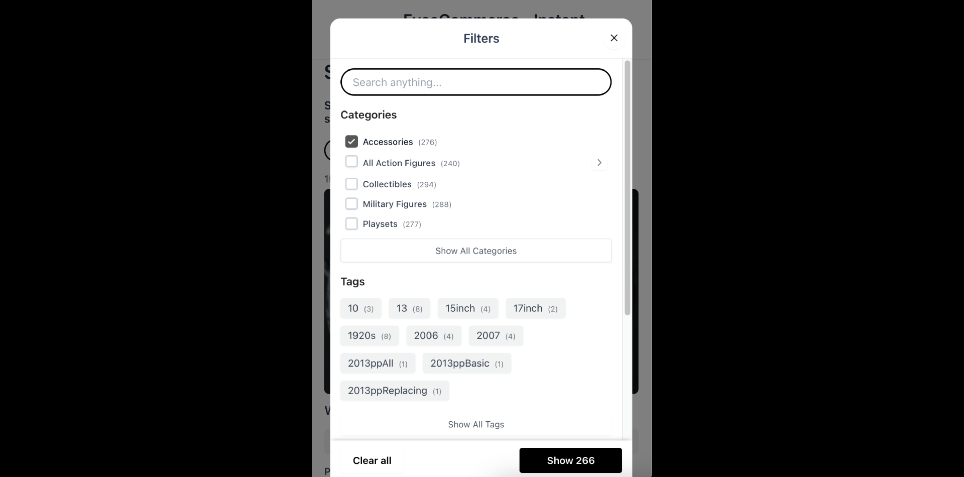 Frontend - mobile view filter product list