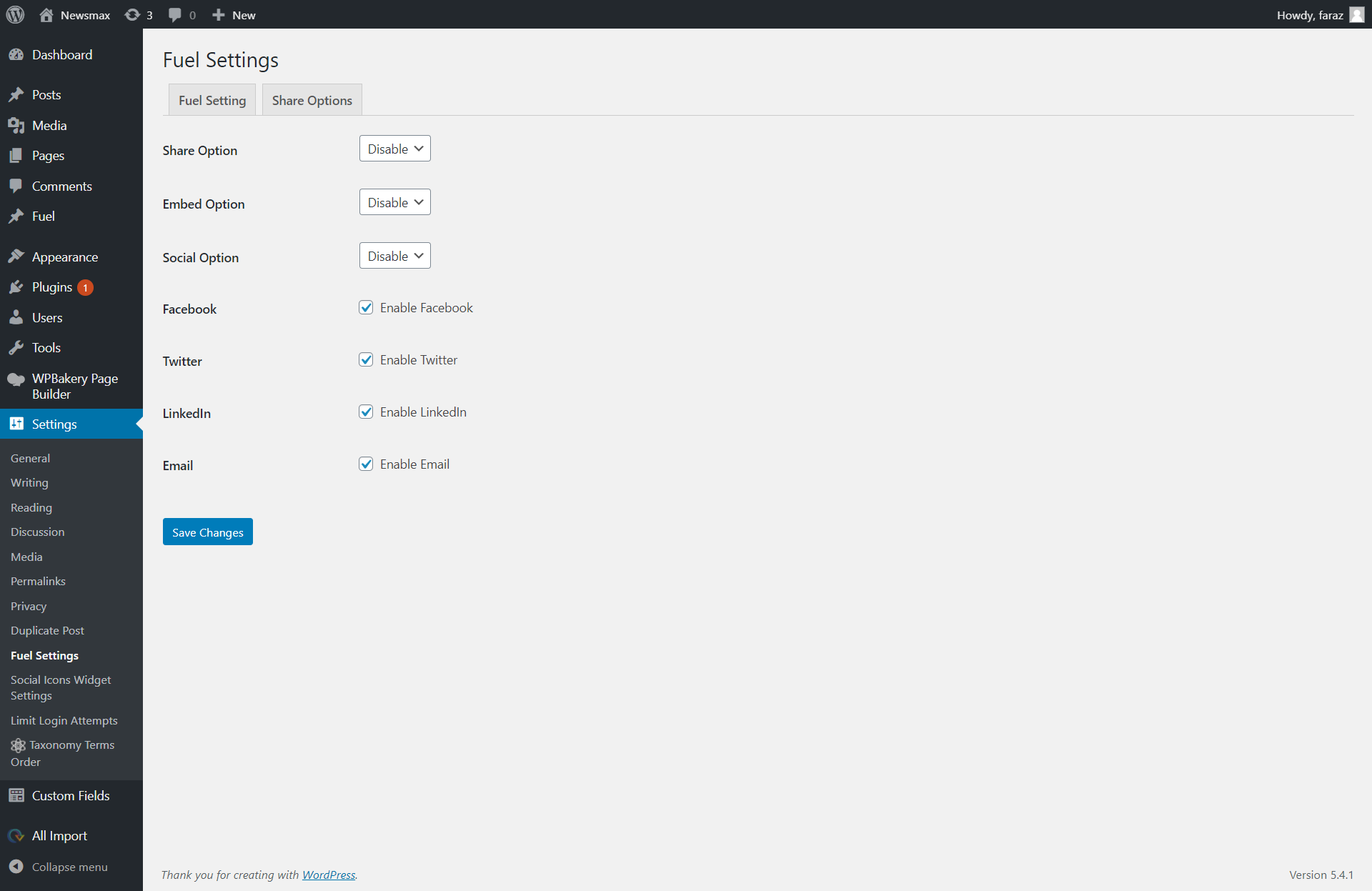 MRSS Feed Configuration Page