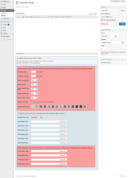 Post/Page Setting Options.