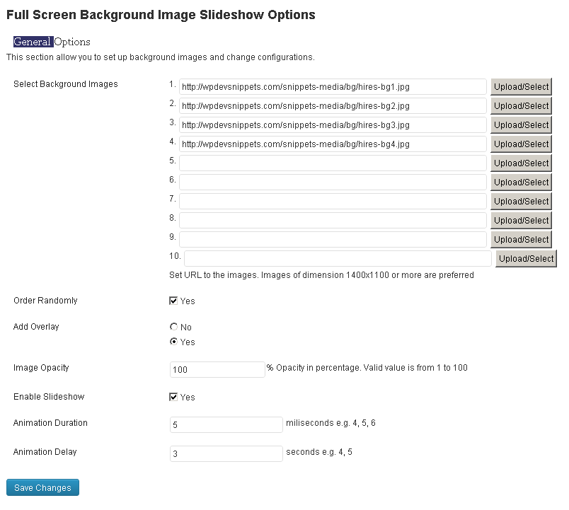 Setting in Admin Panel