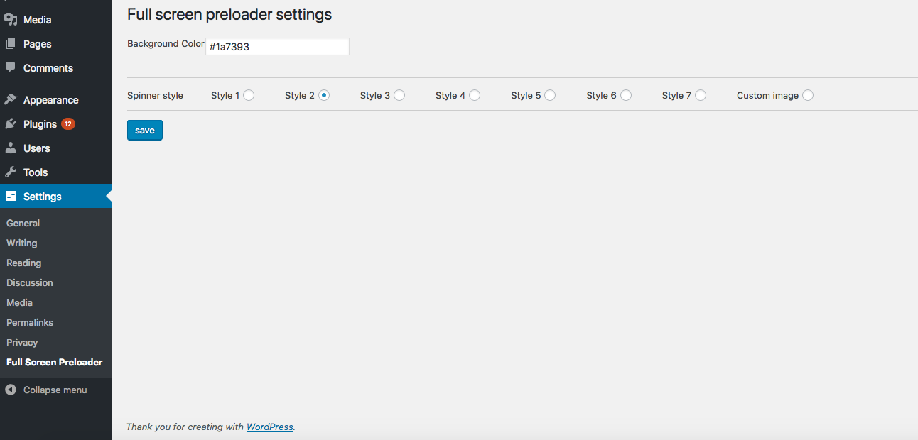 Preloader view on front-end