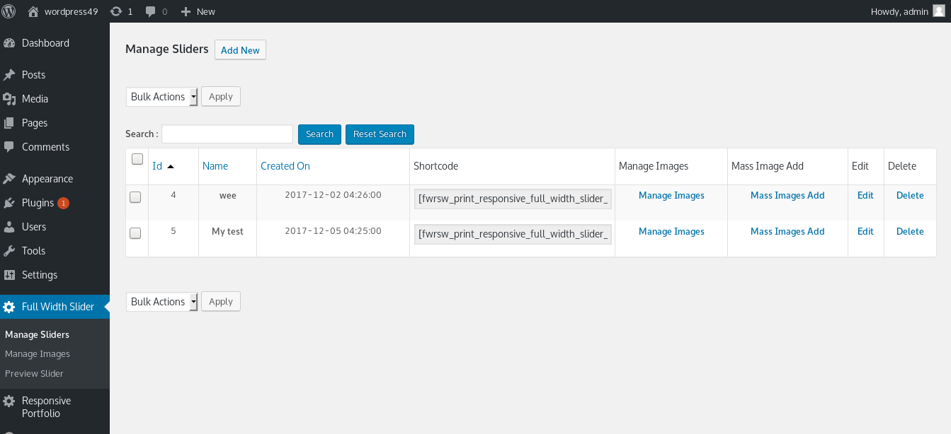 Pro Version Manage Sliders