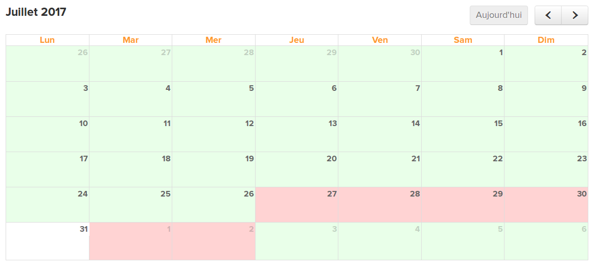 Here is a sample with a single calendar and a custom CSS.