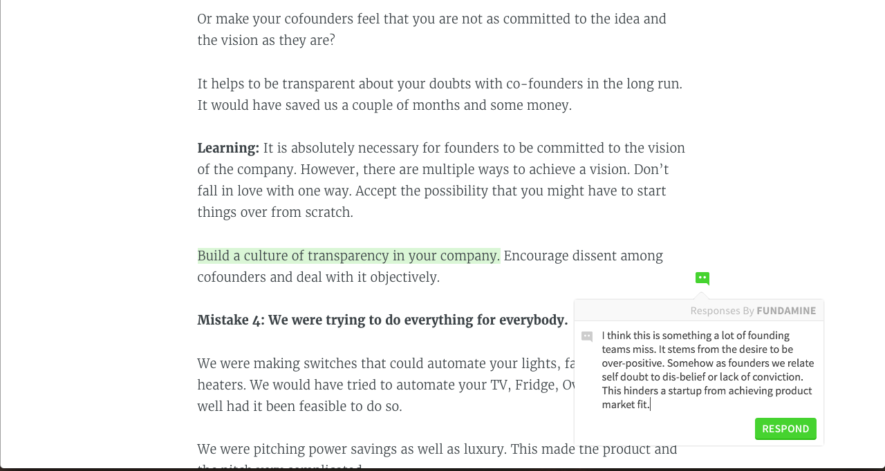 FundaMine CommentBox Focused