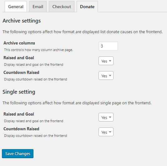 Donate setting