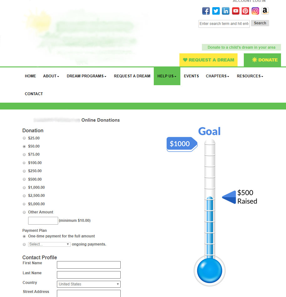 The fundraising thermometer on front-end 2