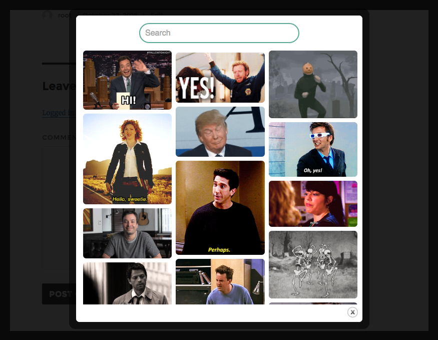 Fungif Panel (select GIF to insert to the comment)