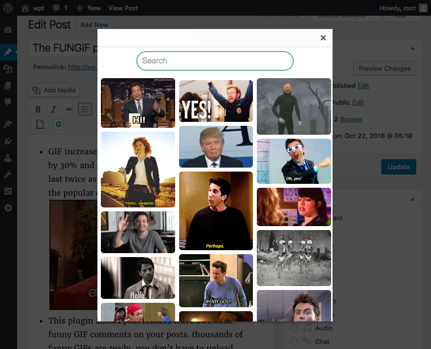 Fungif Panel (select GIF to insert to the post)