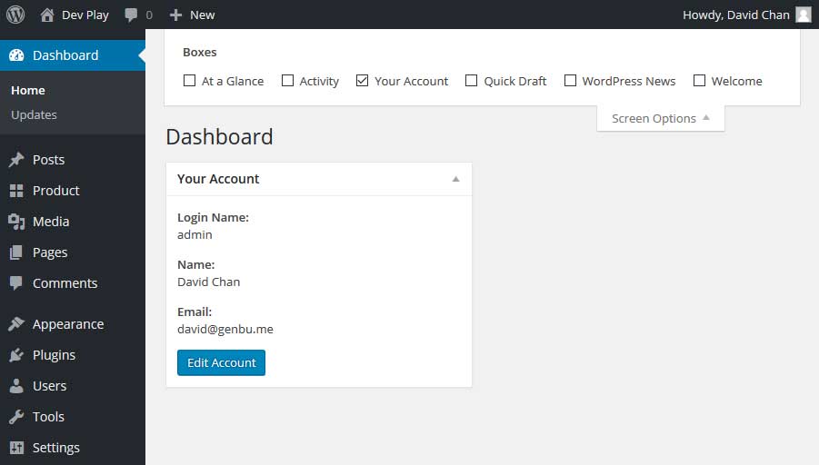Profile Dashboard Widget