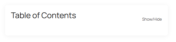 **Toggle Functionality** - Table of contents with collapse/expand toggle button